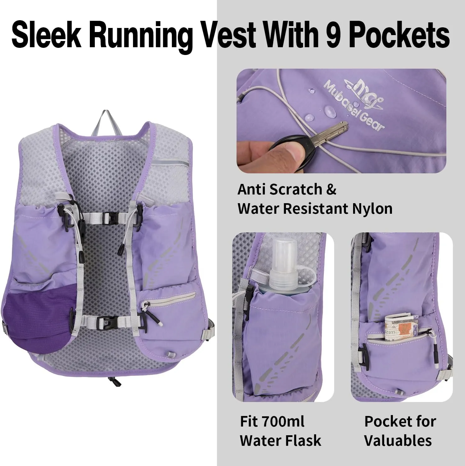 Lightweight Running Vest for Women and Men Hydration Backpack Pack with 1.5L Water Bladder Bag Running Gear Accessories for Hiking Trail Cycling Marathon