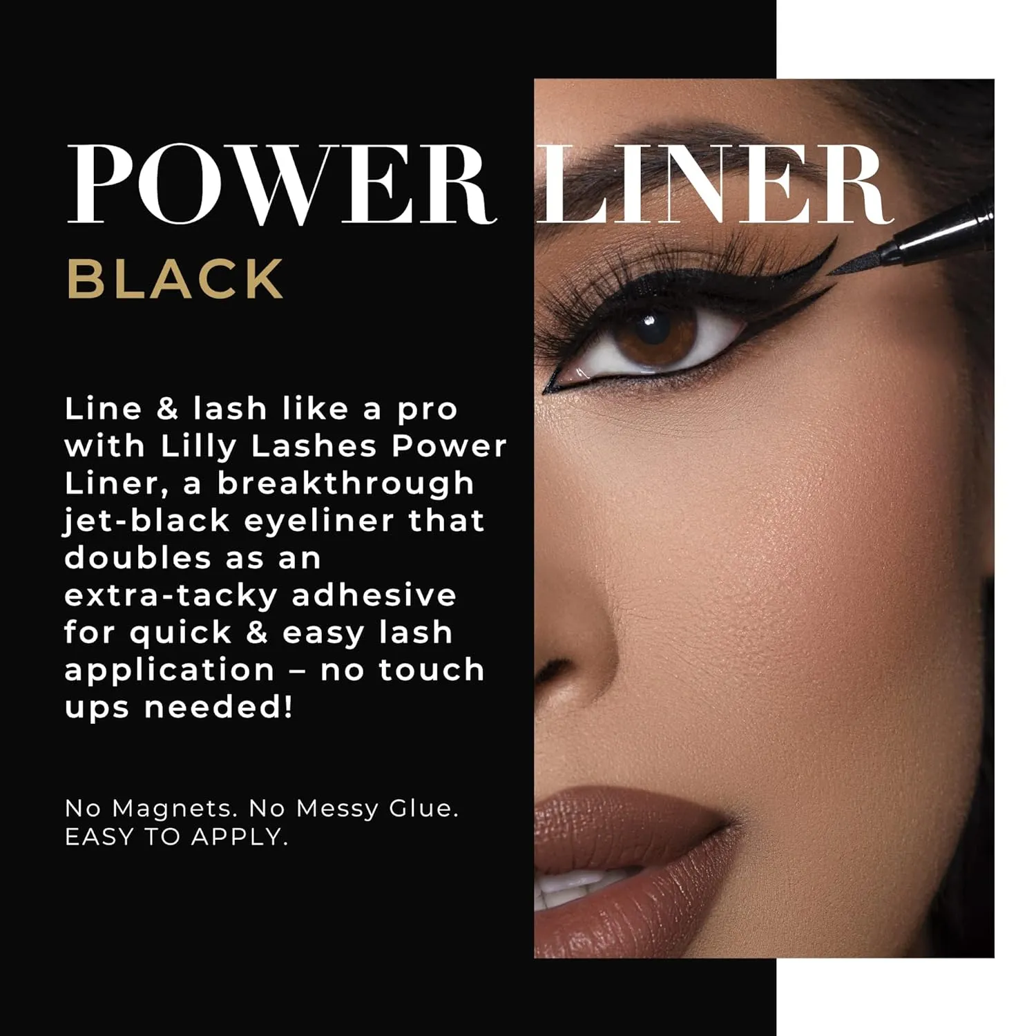 Lilly Lashes 2-in-1 Eyeliner and Lash Adhesive, Black, Waterproof, Long-lasting