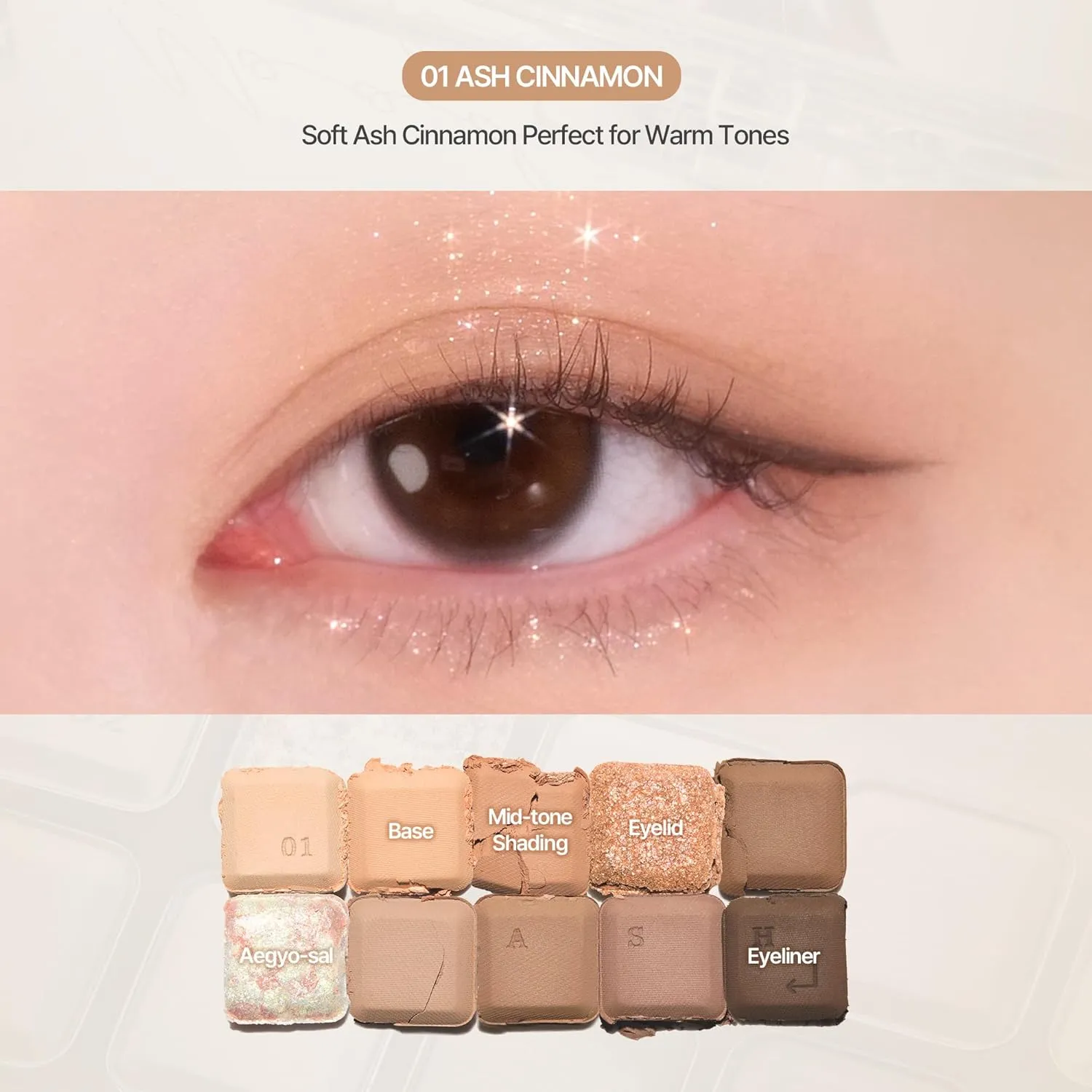 lilybyred Mood keyboard eyeshadow palette | Soft neutral ash color, Long-Wearing, glitter, Clear watercolor | Palette With Easy Color Matching For All | K-beauty (01#Ash Cinnamon)