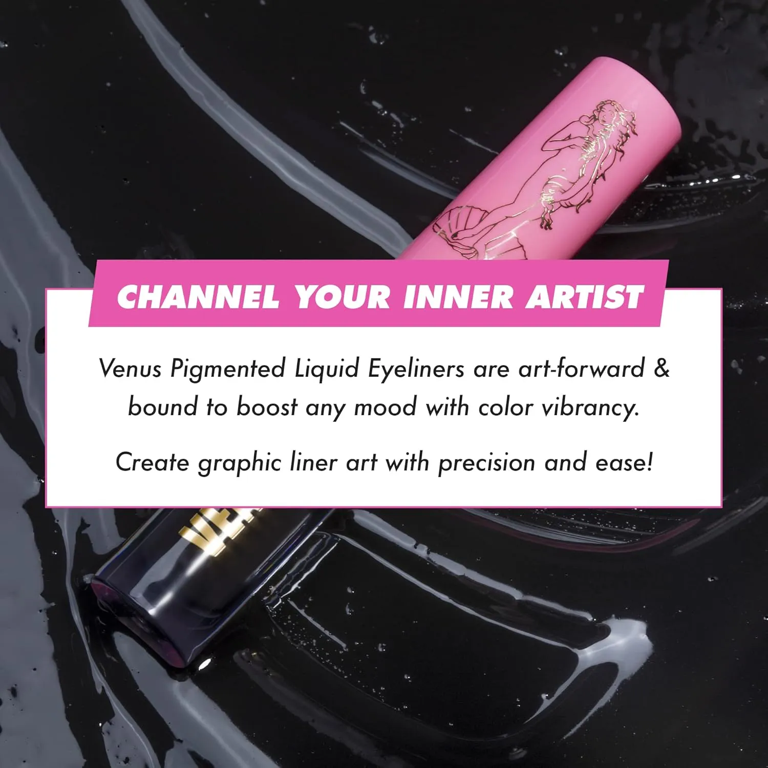 Lime Crime Venus Pigmented Liquid Eyeliner with Precision Brush, Dahlia (True Black) - Ultra Matte Water-Based Formula is Long-Lasting, Smudge-Proof & Quickly Dries - Vegan & Cruelty-Free