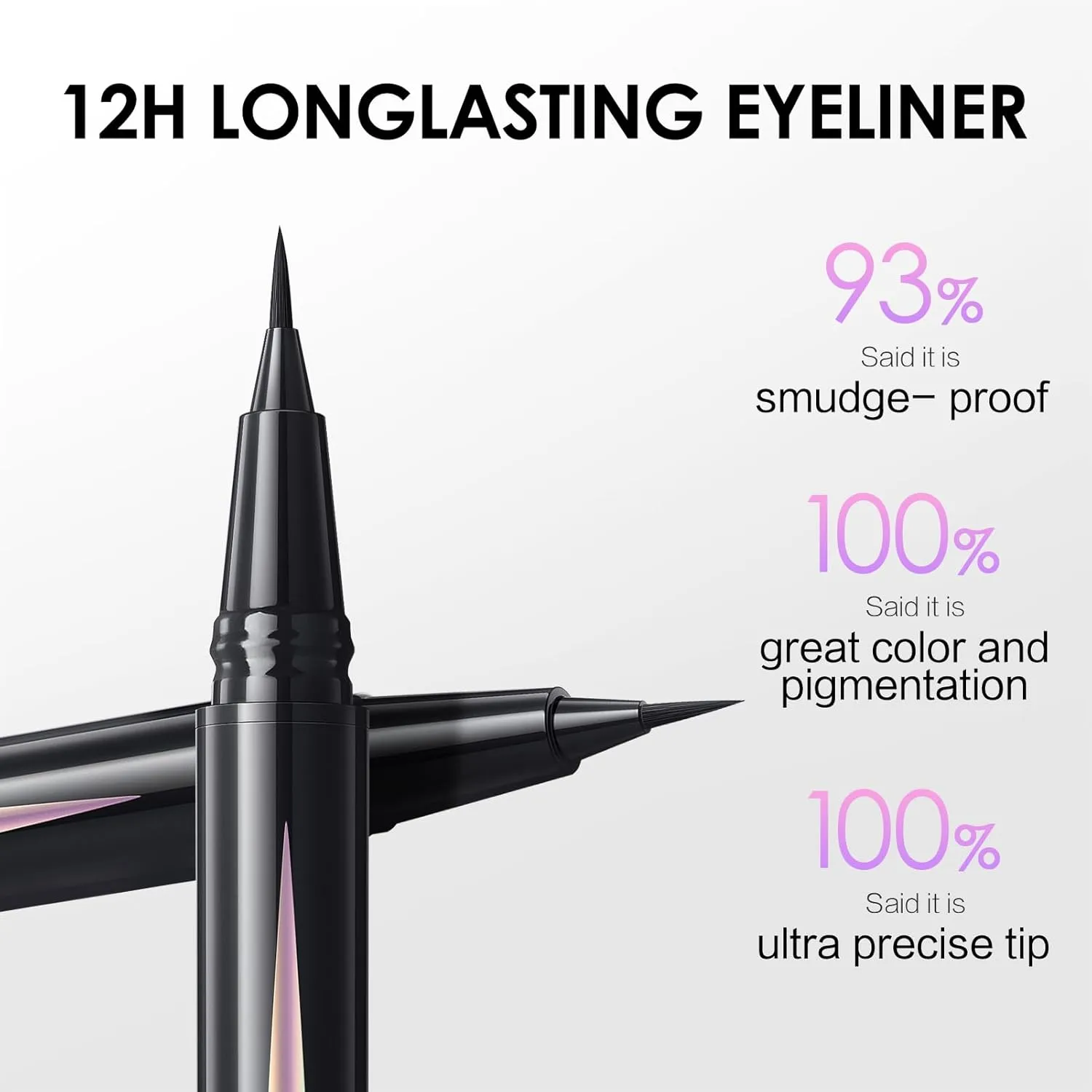 Liquid Eyeliner, Black Eyeliner Liquid Liner, 12H Longlasting Eyeliners, Waterproof & Smudgeproof High Pigmented Eyeliners for Eye Makeup, Black, 1 count