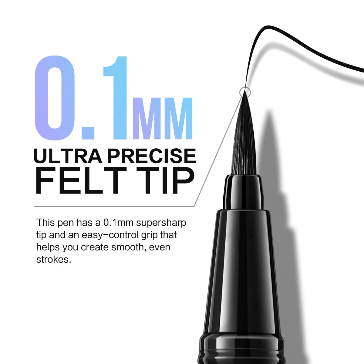 Liquid Eyeliner, Black Eyeliner Liquid Liner, 12H Longlasting Eyeliners, Waterproof & Smudgeproof High Pigmented Eyeliners for Eye Makeup, Black, 2count