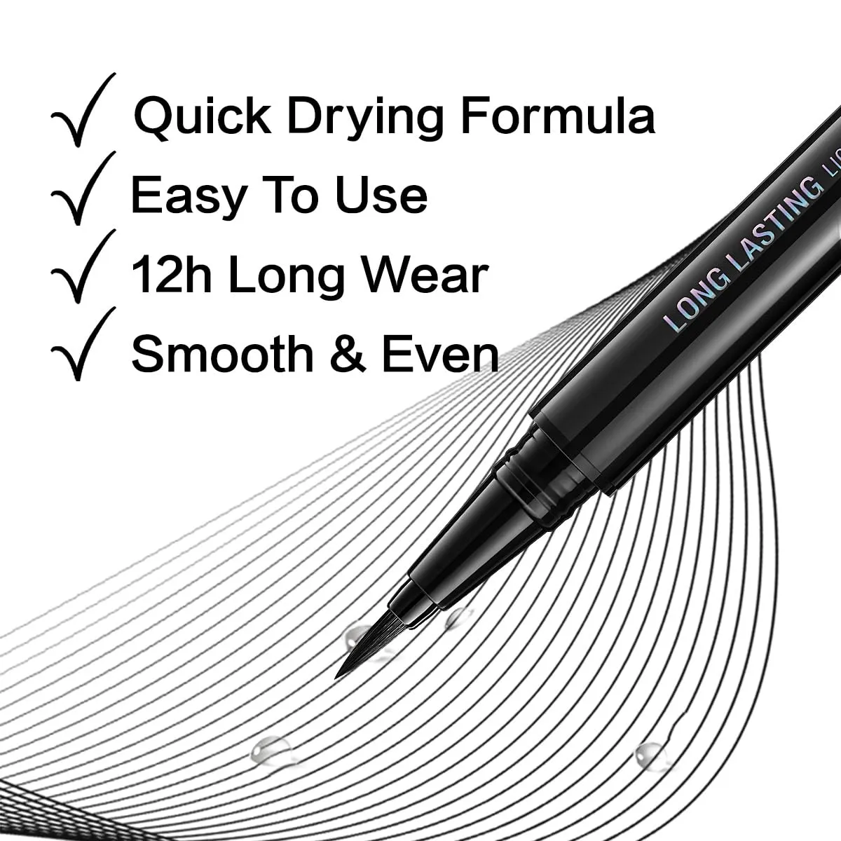 Liquid Eyeliner, Black Eyeliner Liquid Liner, 12H Longlasting Eyeliners, Waterproof & Smudgeproof High Pigmented Eyeliners for Eye Makeup, Black, 2count