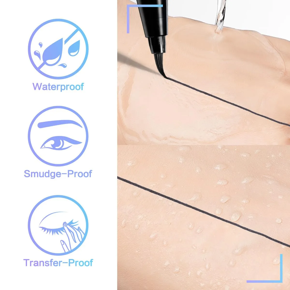 Liquid Eyeliner, Brown Eyeliner Liquid Liner, 12H Longlasting Eyeliners, Waterproof & Smudgeproof High Pigmented Eyeliners for Eye Makeup, Brown, 2count