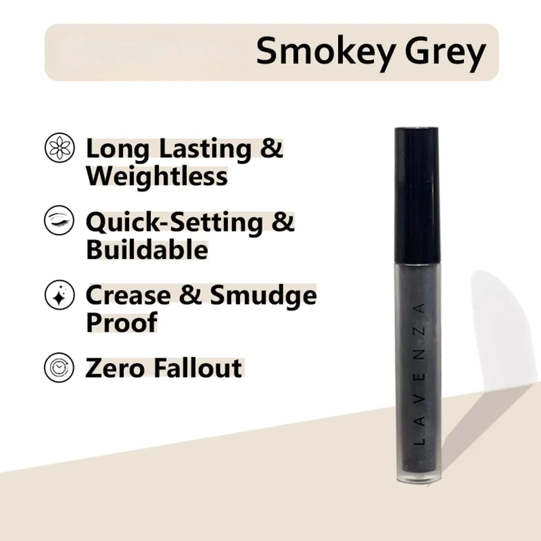 Liquid Metallic Eyeshadow |Smokey Eyes in One Swipe| Vegan, Long-Lasting, Crease Proof, Smudge Proof |Smokey Grey Colour Pop | Silicone Free, Talc Free 3.5 Ml