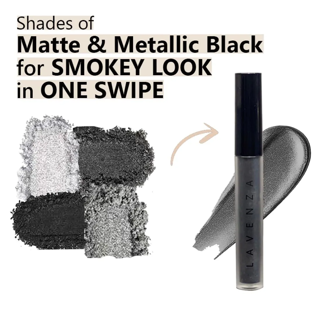 Liquid Metallic Eyeshadow |Smokey Eyes in One Swipe| Vegan, Long-Lasting, Crease Proof, Smudge Proof |Smokey Grey Colour Pop | Silicone Free, Talc Free 3.5 Ml