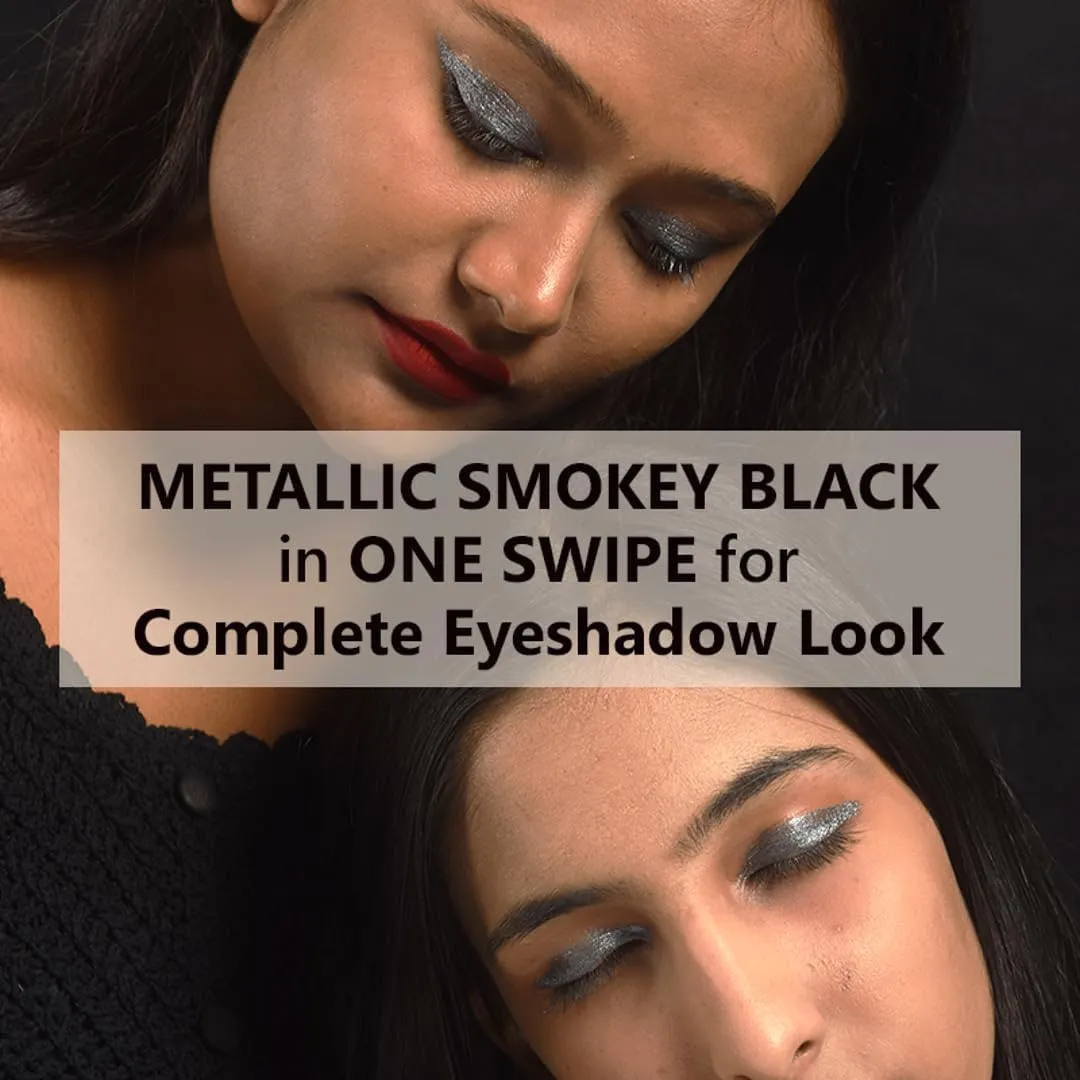 Liquid Metallic Eyeshadow |Smokey Eyes in One Swipe| Vegan, Long-Lasting, Crease Proof, Smudge Proof |Smokey Grey Colour Pop | Silicone Free, Talc Free 3.5 Ml