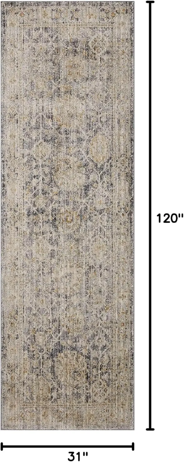 Loloi Jean Stoffer Katherine Collection KES-02 Charcoal/Gold 2'-7'' x 10'-0'', .25" Pile Height, Runner Rug