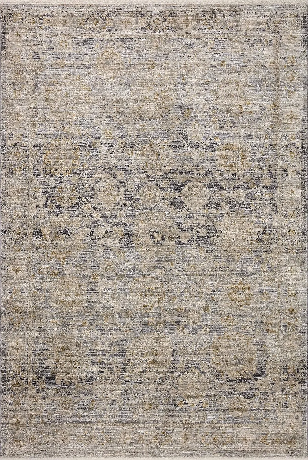 Loloi Jean Stoffer Katherine Collection KES-02 Charcoal/Gold 2'-7'' x 10'-0'', .25" Pile Height, Runner Rug