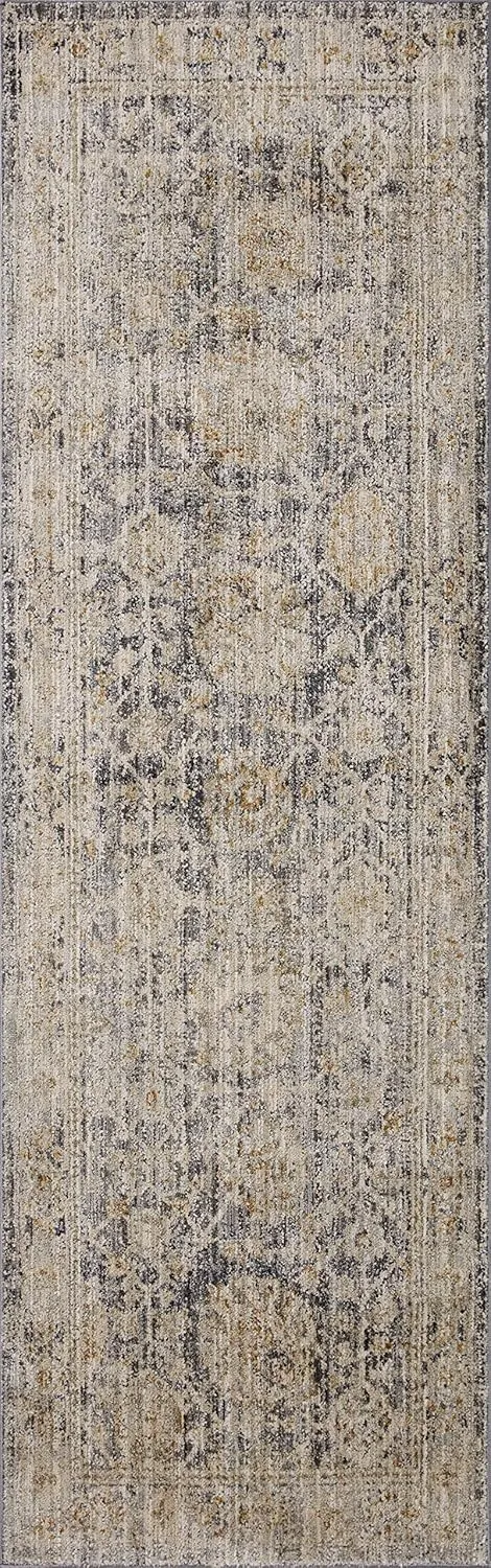 Loloi Jean Stoffer Katherine Collection KES-02 Charcoal/Gold 2'-7'' x 10'-0'', .25" Pile Height, Runner Rug