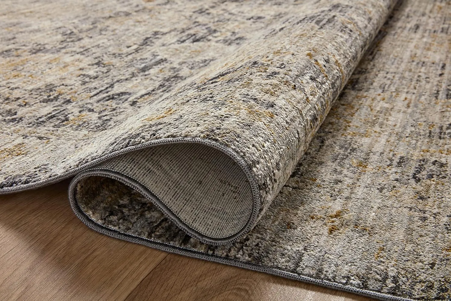 Loloi Jean Stoffer Katherine Collection KES-02 Charcoal/Gold 2'-7'' x 10'-0'', .25" Pile Height, Runner Rug