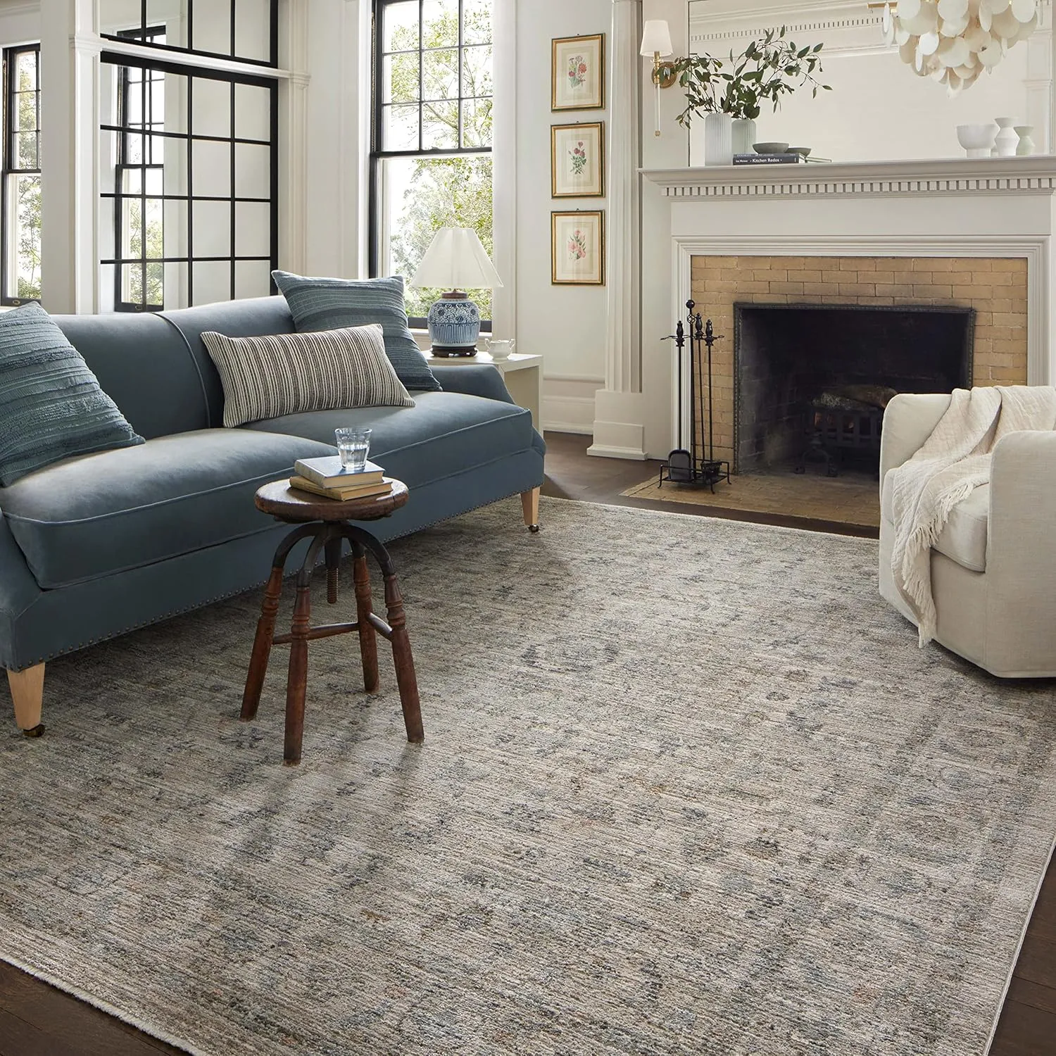 Loloi Jean Stoffer Katherine Collection KES-03 Beige/Mist 2'-7" x 12'-0", .25" Pile Height, Runner Rug