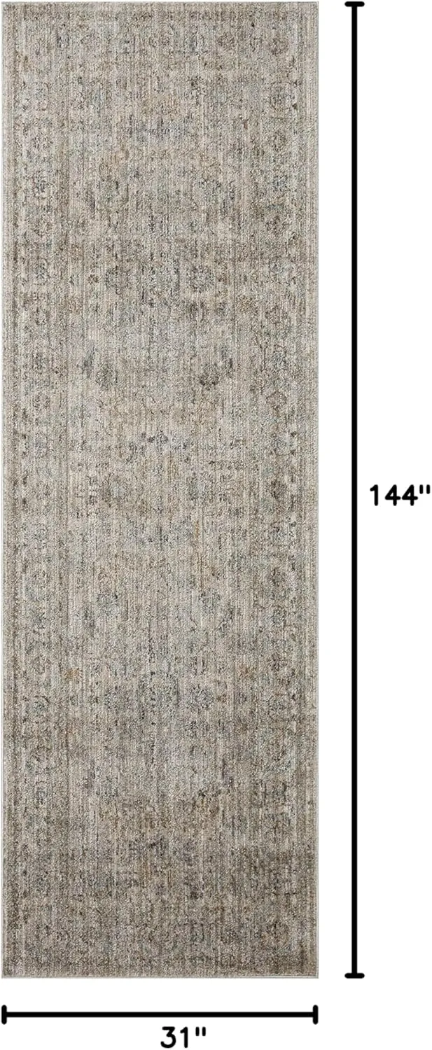 Loloi Jean Stoffer Katherine Collection KES-03 Beige/Mist 2'-7" x 12'-0", .25" Pile Height, Runner Rug