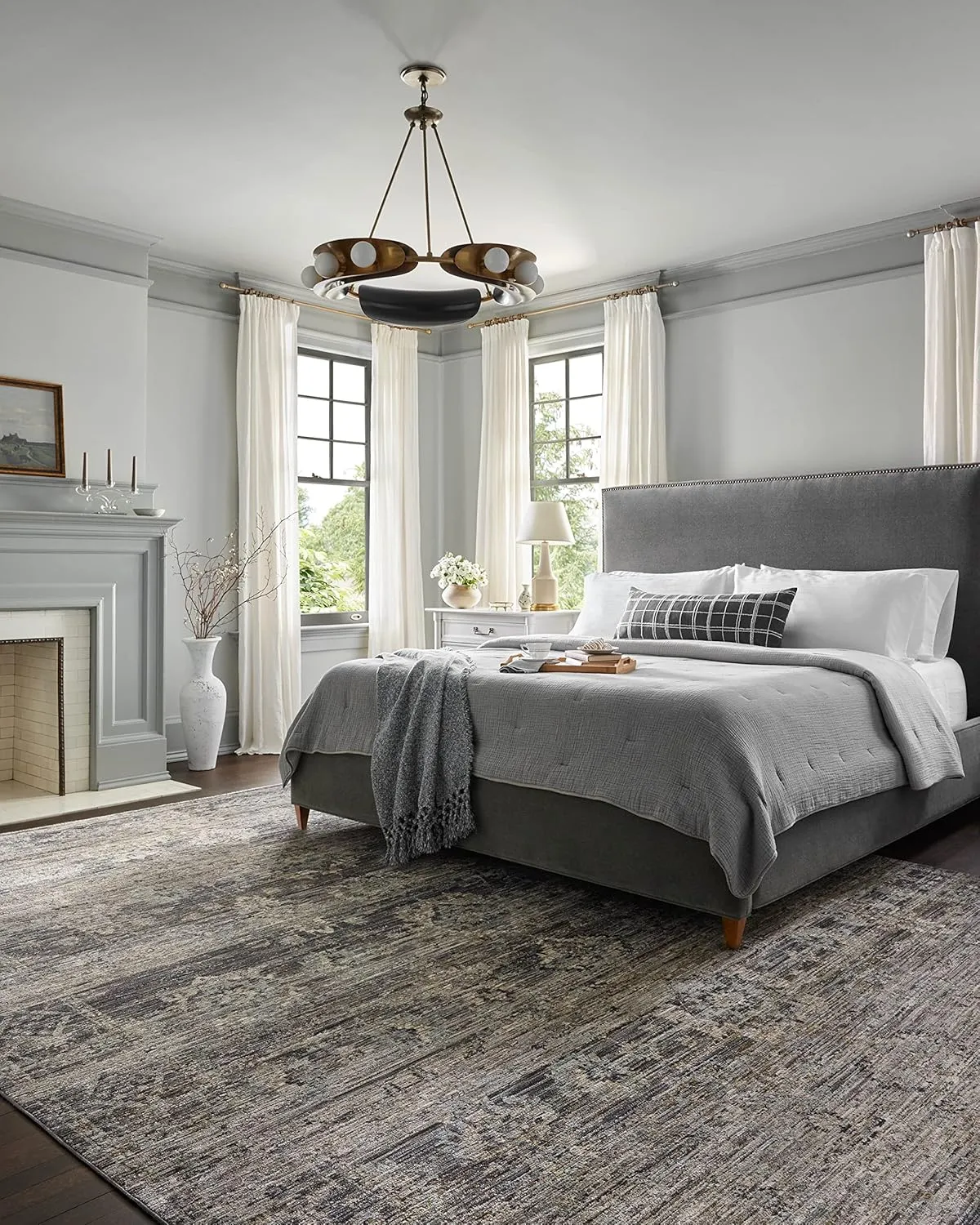 Loloi Jean Stoffer Katherine Collection KES-05 Graphite/Jade 2'-7'' x 10'-0'', .25" Pile Height, Runner Rug