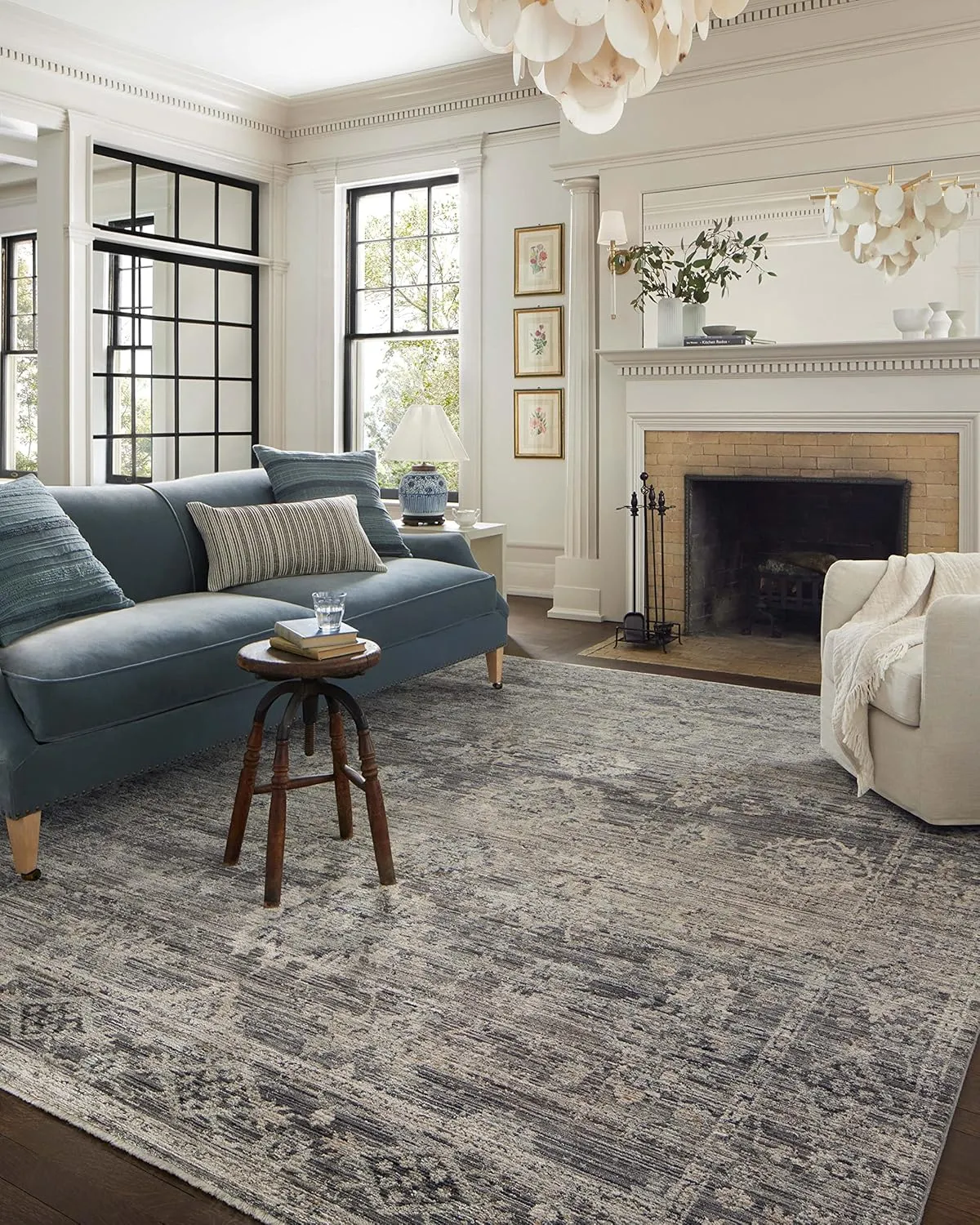 Loloi Jean Stoffer Katherine Collection KES-05 Graphite/Jade 2'-7'' x 10'-0'', .25" Pile Height, Runner Rug