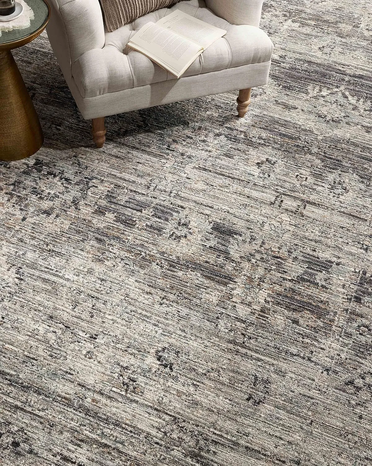 Loloi Jean Stoffer Katherine Collection KES-05 Graphite/Jade 2'-7'' x 10'-0'', .25" Pile Height, Runner Rug