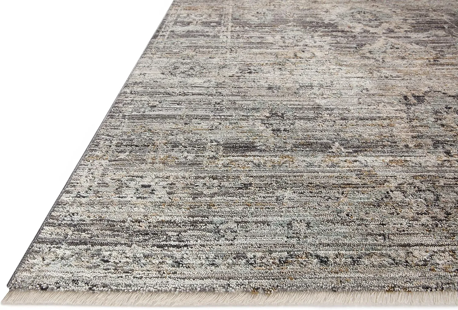 Loloi Jean Stoffer Katherine Collection KES-05 Graphite/Jade 2'-7'' x 10'-0'', .25" Pile Height, Runner Rug