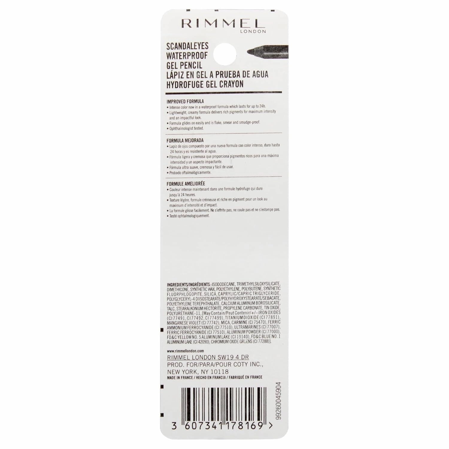 London Scandaleyes Waterproof Gel Pencil Eyeliner, Long-Wearing, Ultra-Smooth, Smudge-Proof, 001, Black, 0.04Oz
