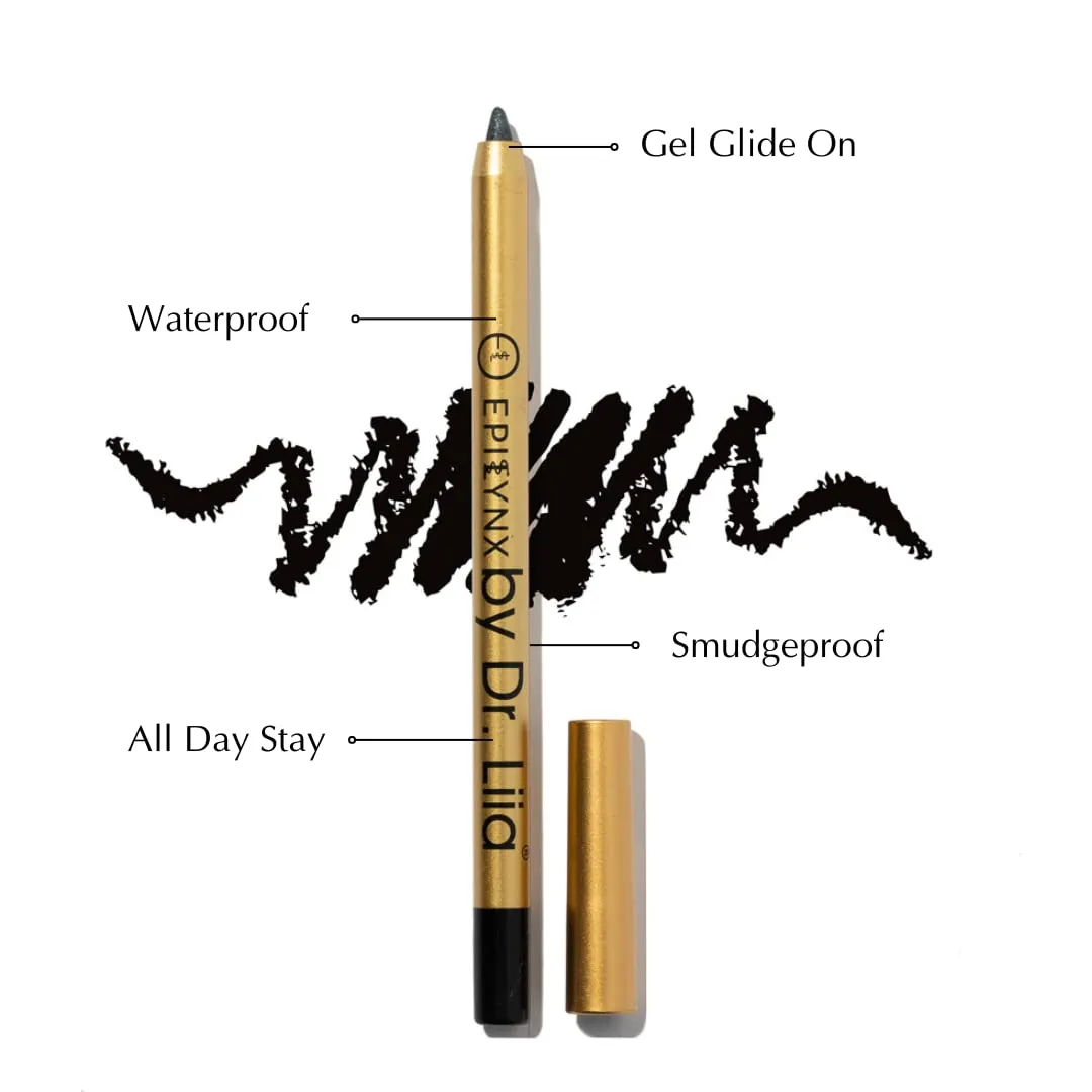 Long Lasting Glide-On Gel Eyeliner Pencil | Gluten-Free, Hypoallergenic, Vegan | 1.2ml | Blackest Black by Dr. Liia