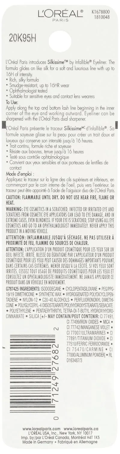 L'Oréal Paris Infallible Eye Silkissime Eyeliner, Plum, 0.03 oz.
