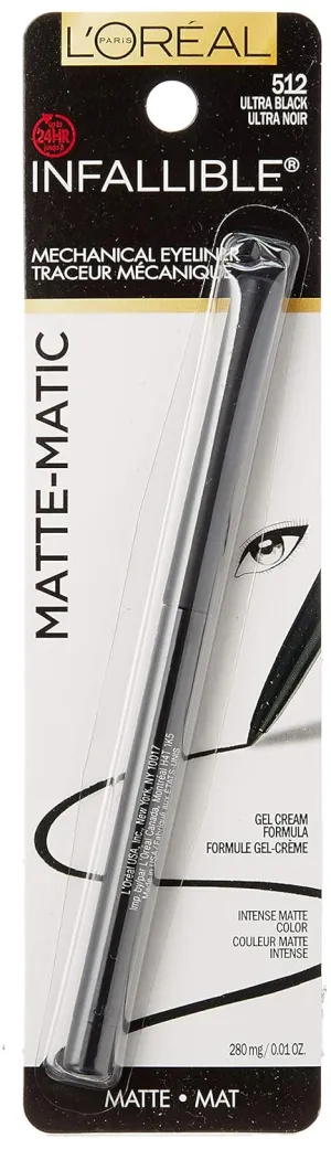 L'Oreal Paris Infallible Matte-Matic Mechanical Eyeliner, Ultra Black, 0.01 oz. (Pack of 2)
