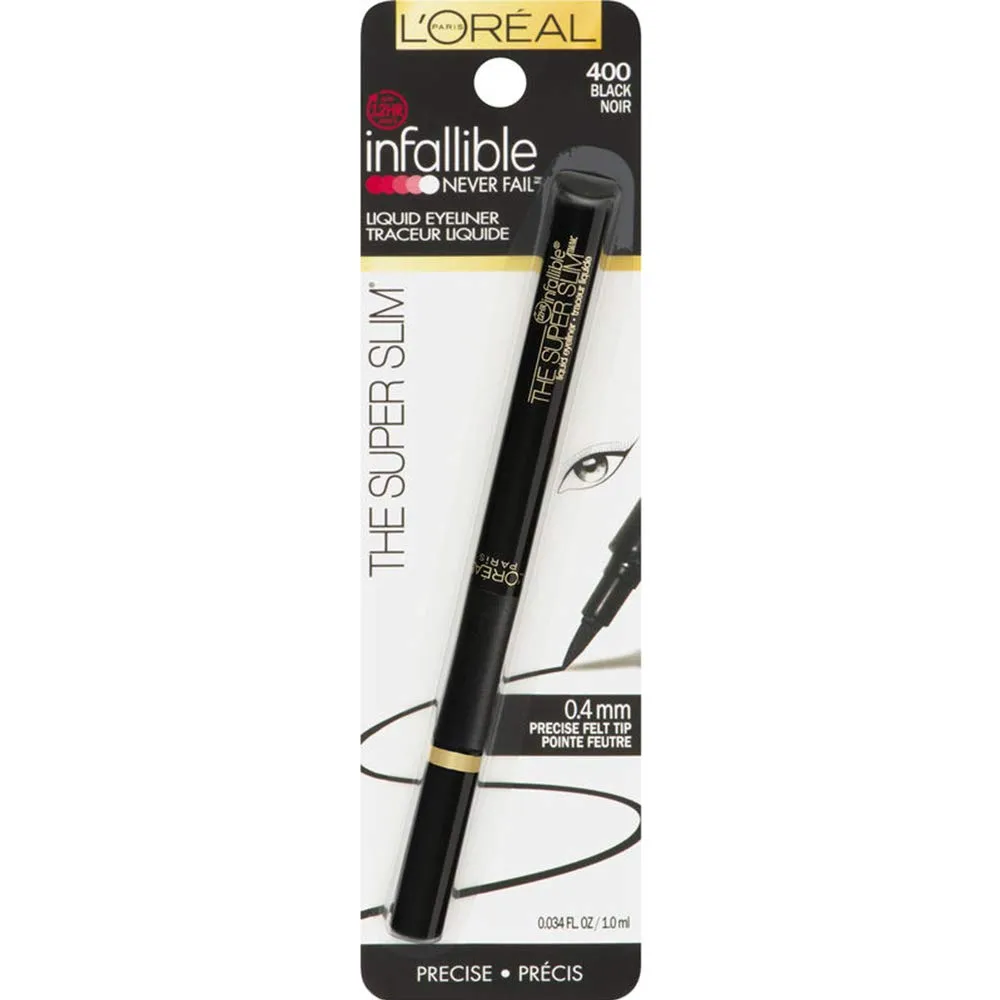 L'Oreal Paris Infallible The Super Slim Liquid Eyeliner, Black [400] 0.034 oz (Pack of 5)