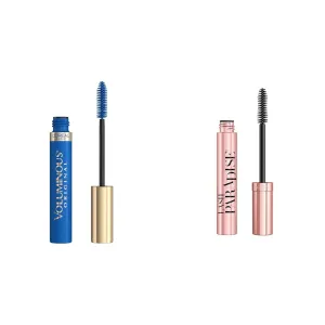 L’Oreal Paris Makeup Voluminous Original Volume Building Mascara, Cobalt Blue, 0.26 fl; oz. & Makeup Lash Paradise Mascara, Voluptuous Volume, Intense Length