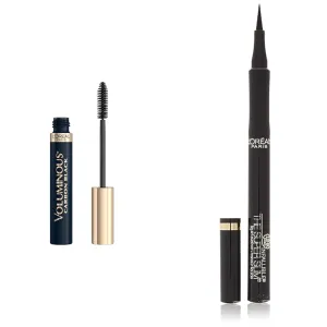 L'Oreal Paris Voluminous Mascara 0.26 Fl Oz and Infallible Super Slim Liquid Eyeliner Pack of 1