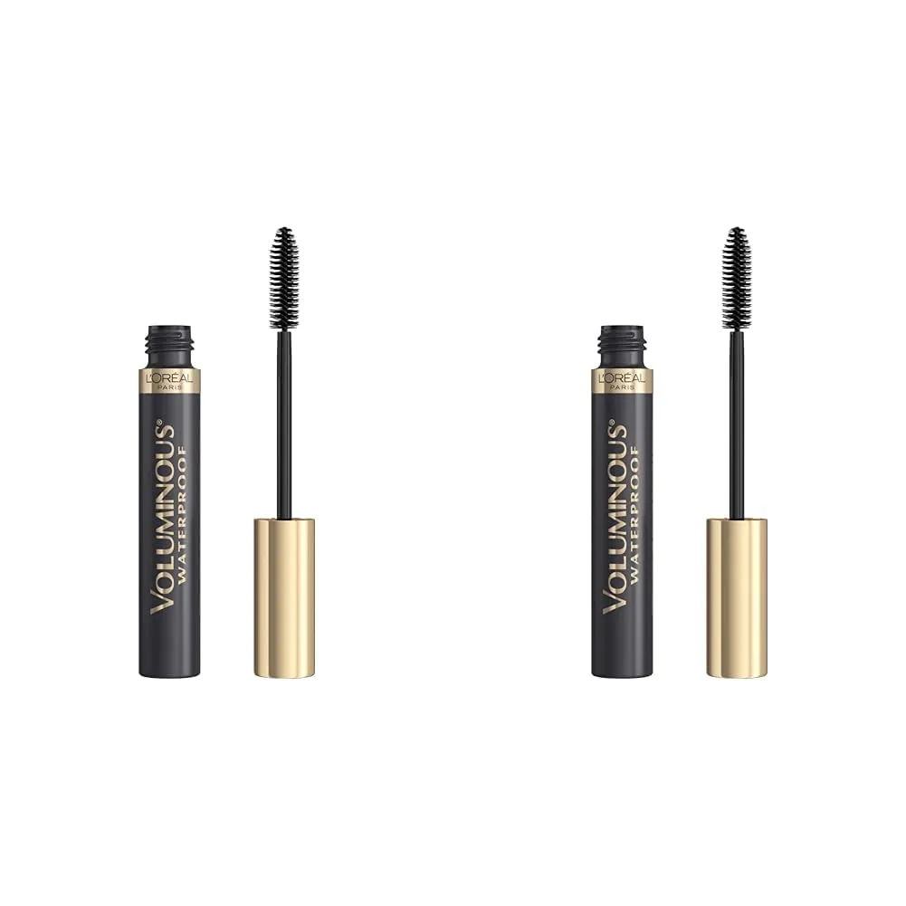 L'Oreal Paris Voluminous Original Volume Building Waterproof Mascara Bundle, Black and Black Brown, 0.28 fl. oz. and 1 Count