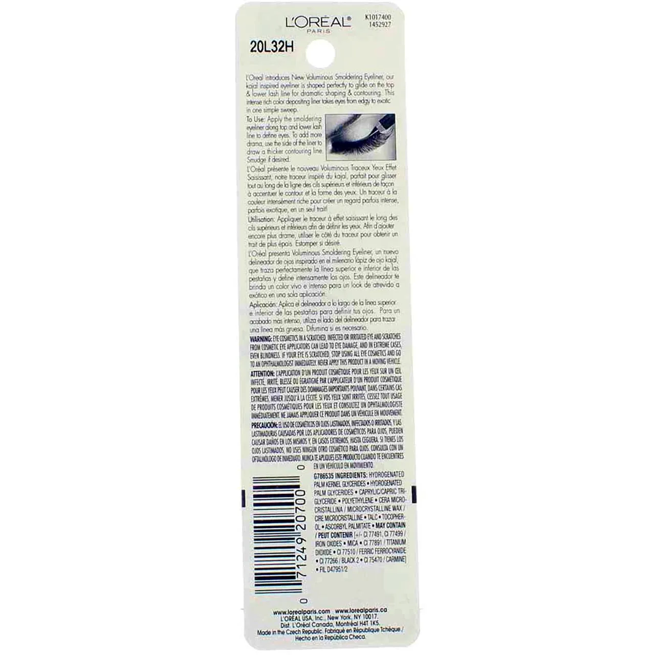L’Oreal ParisVoluminous Smoldering Liner, Black [645] 0.09 oz (Pack of 3)