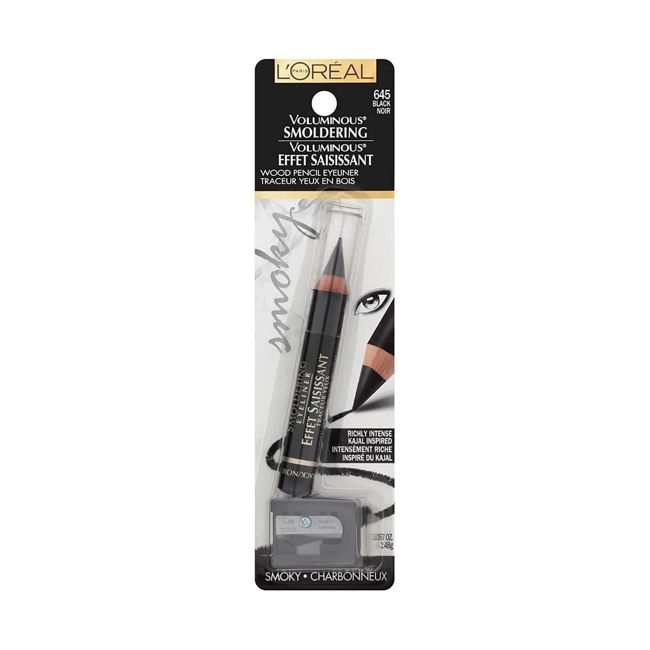 L’Oreal ParisVoluminous Smoldering Liner, Black [645] 0.09 oz (Pack of 3)