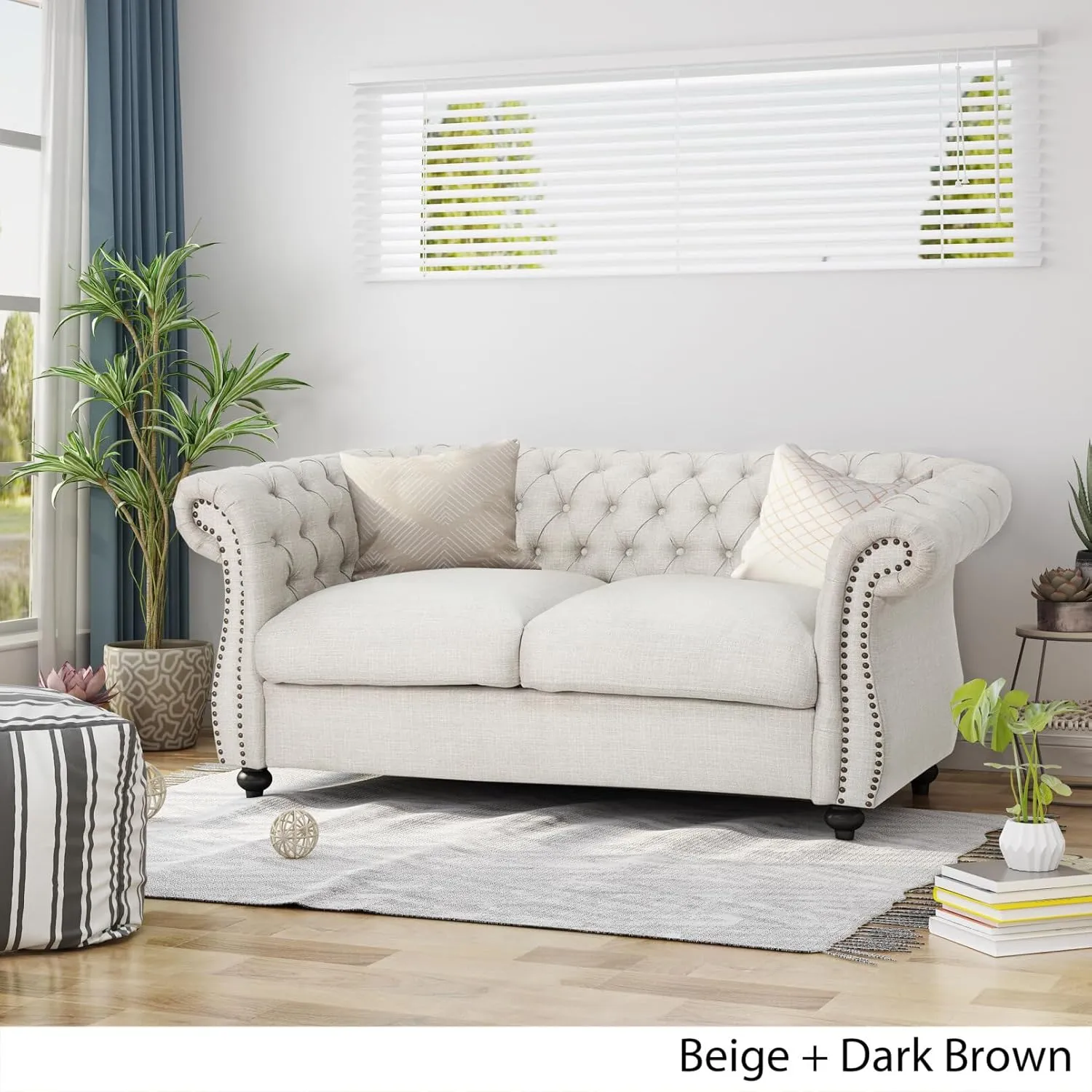 Love Seat Couches, Upholstered Sofa Sleeper Couch with Pillows, Loveseat Sofa for Living Room, Apartment, Office,Apartmen, Beige