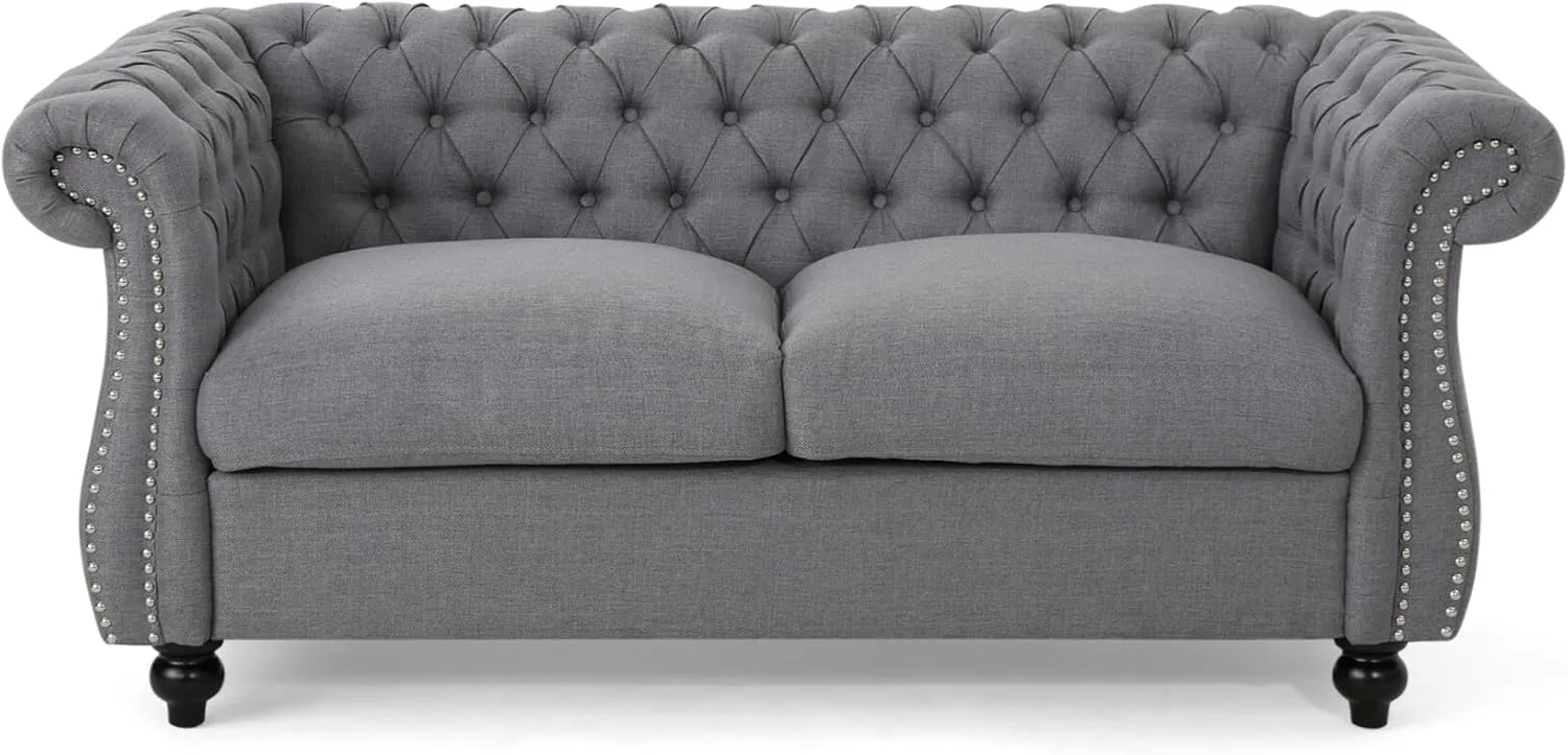 Love Seat Couches, Upholstered Sofa Sleeper Couch with Pillows, Loveseat Sofa for Living Room, Apartment, Office,Apartmen, Dark Gray