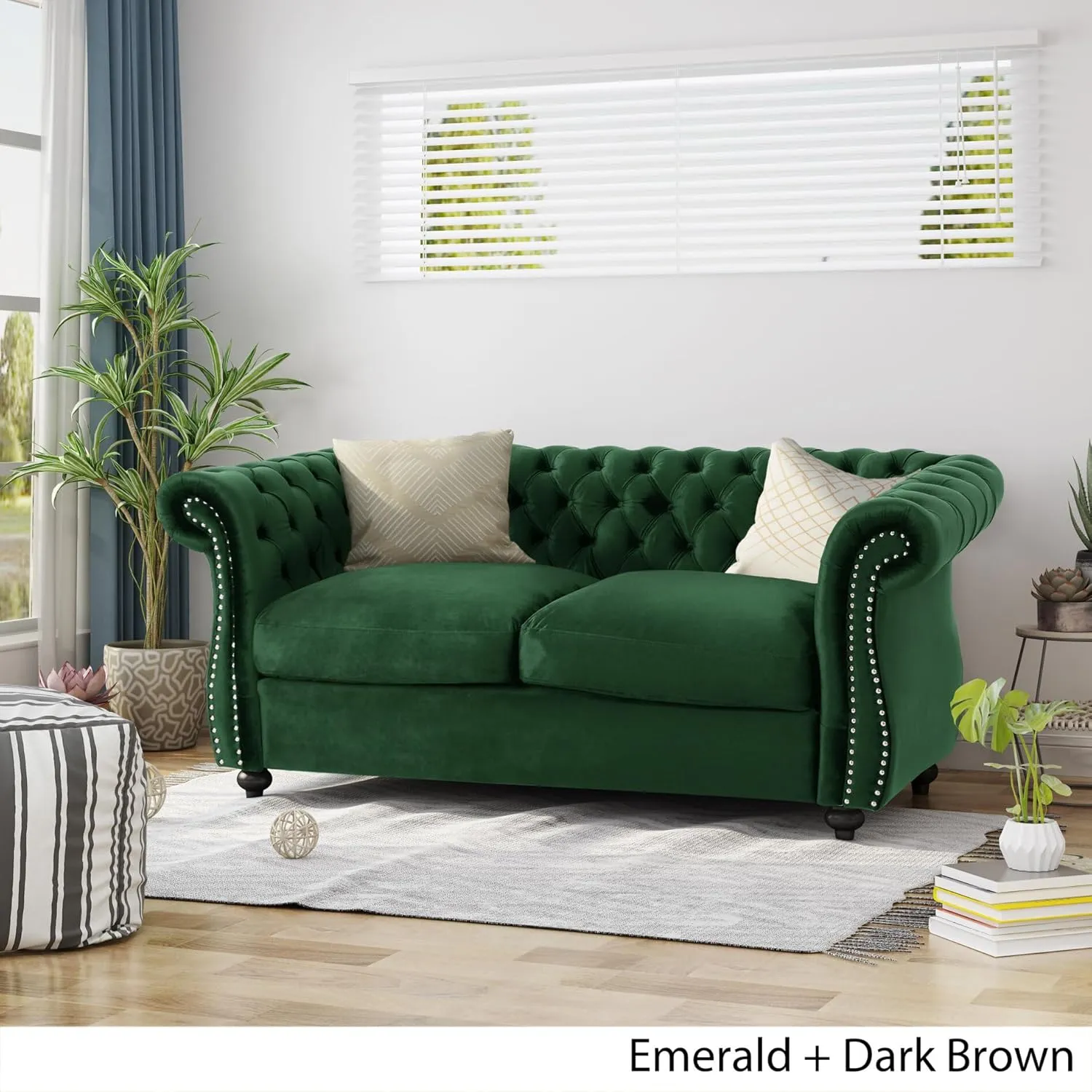 Love Seat Couches, Upholstered Sofa Sleeper Couch with Pillows, Loveseat Sofa for Living Room, Apartment, Office,Apartmen, Emerald