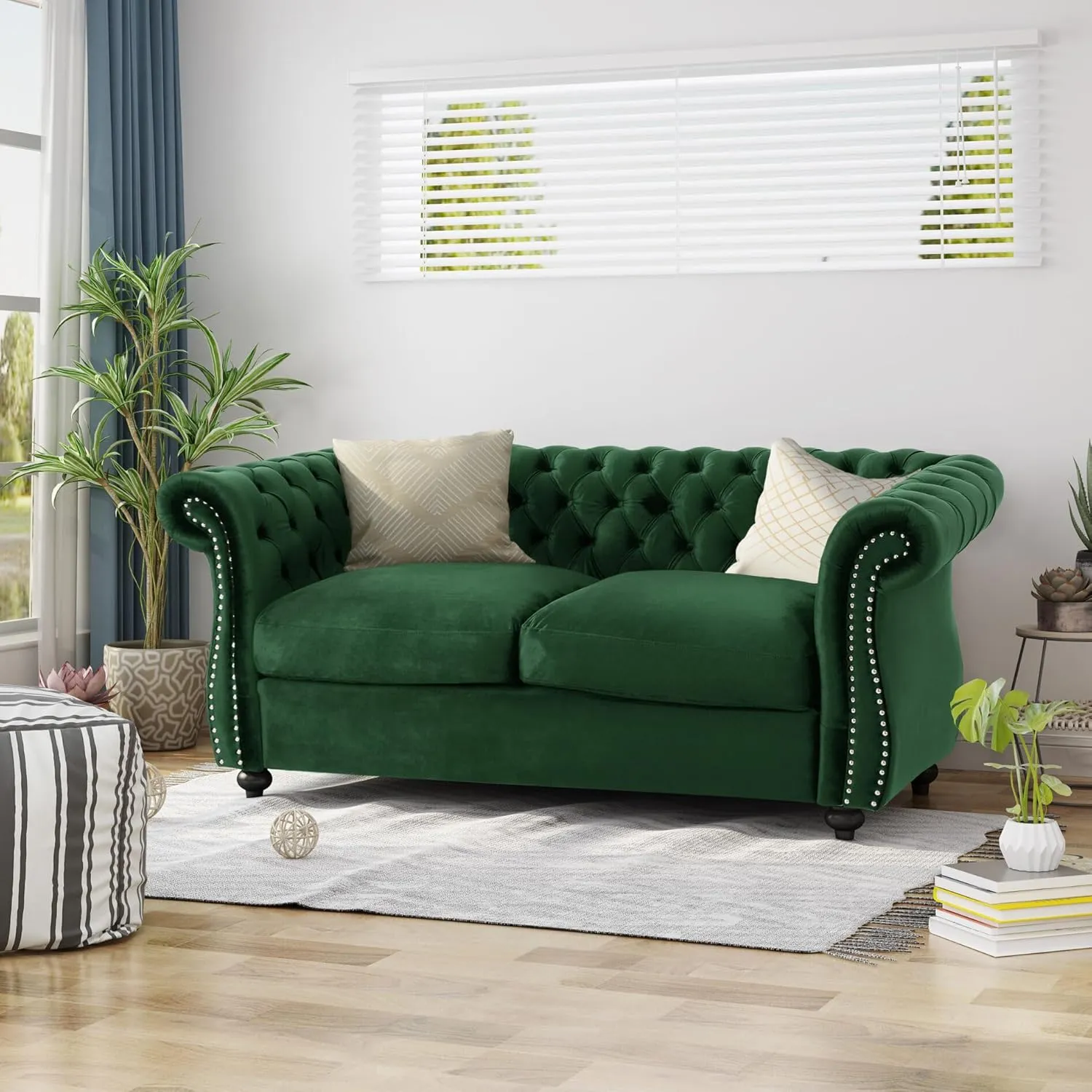 Love Seat Couches, Upholstered Sofa Sleeper Couch with Pillows, Loveseat Sofa for Living Room, Apartment, Office,Apartmen, Emerald