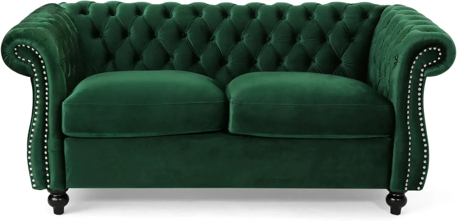Love Seat Couches, Upholstered Sofa Sleeper Couch with Pillows, Loveseat Sofa for Living Room, Apartment, Office,Apartmen, Emerald
