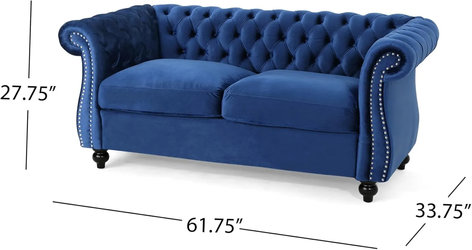 Love Seat Couches, Upholstered Sofa Sleeper Couch with Pillows, Loveseat Sofa for Living Room, Apartment, Office,Apartmen, Navy Blue