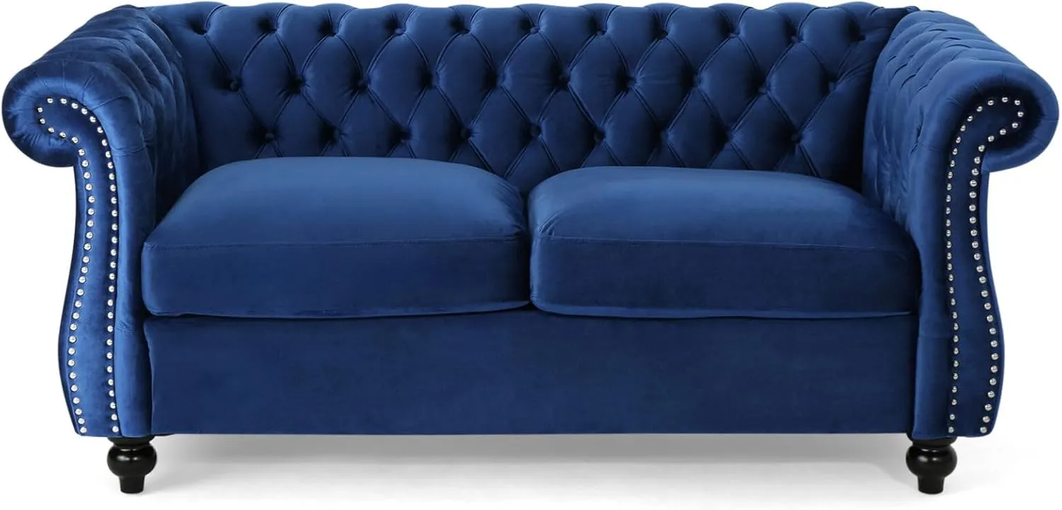 Love Seat Couches, Upholstered Sofa Sleeper Couch with Pillows, Loveseat Sofa for Living Room, Apartment, Office,Apartmen, Navy Blue