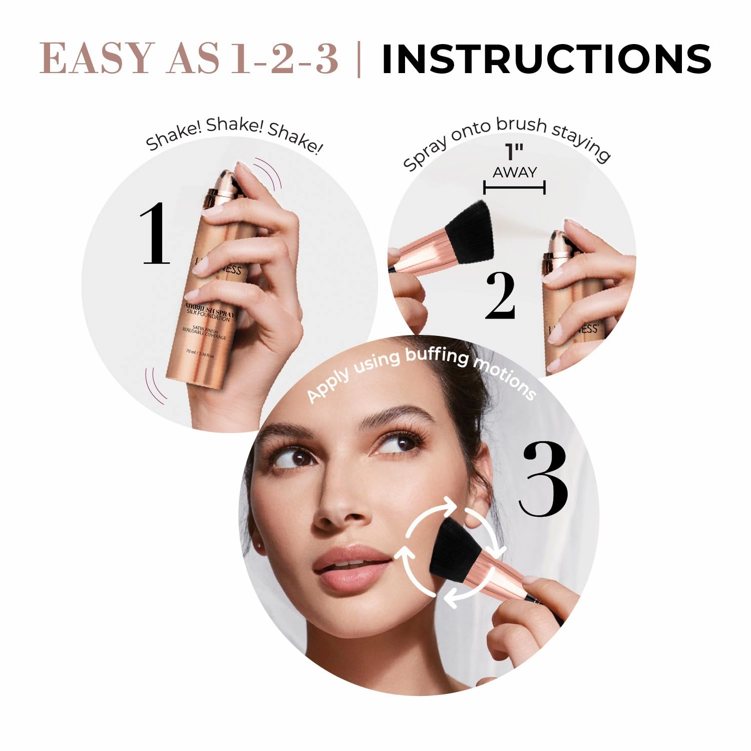 LUMINESS Complete Makeup Kit - Includes Face Palette, Airbrush Foundation, Primer and Brush - Silky, Long-Wearing, Easy to Blend, Perfect Makeup for Older Women, 4-PC Make Up Set (07 - Warm)
