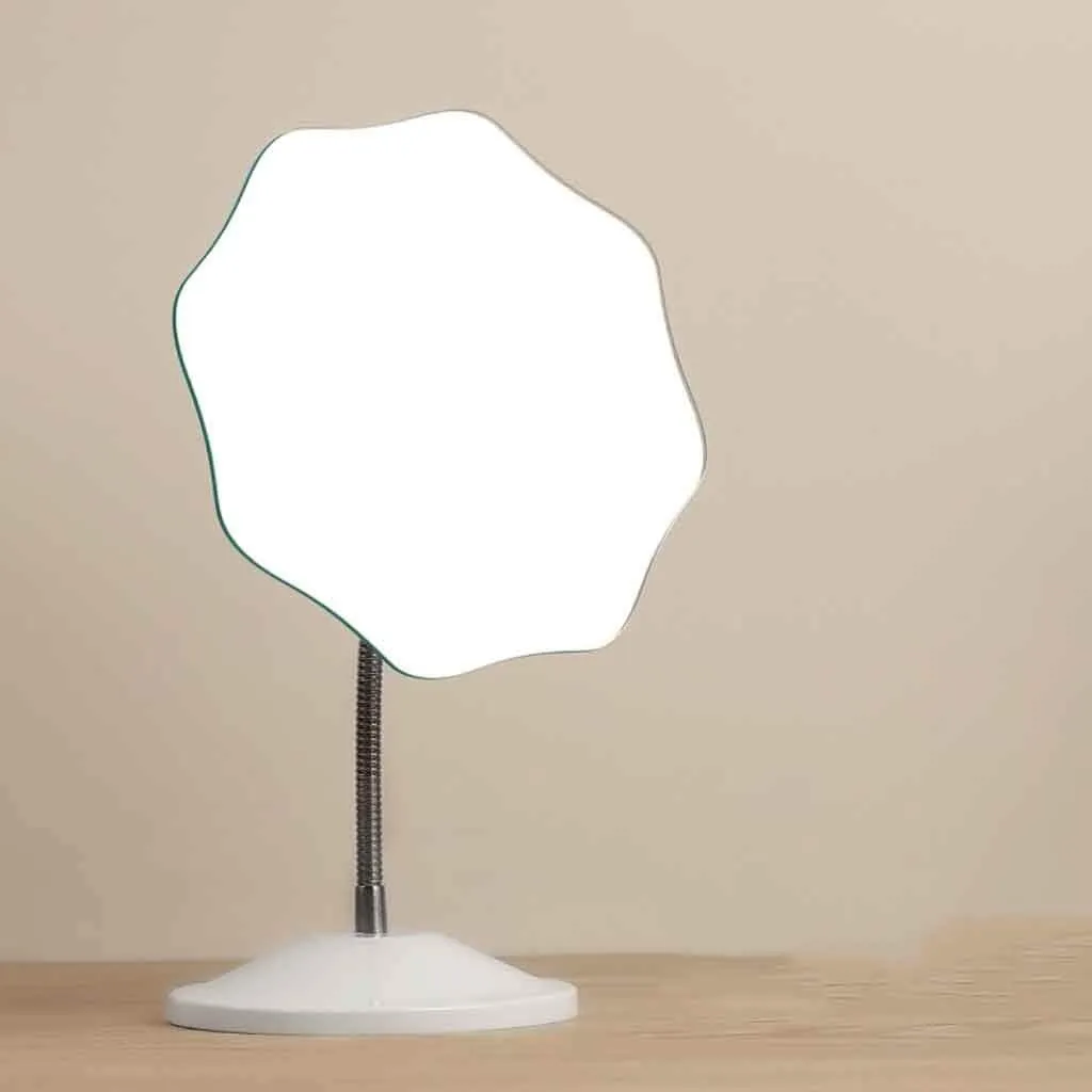 LXB Makeup Small Mirror,Makeup Mirror Desktop Simple Large European-Style Princess Mirror Creative Single Mirror Desk Dormitory Vibrating Vanity Mirror,Diameter 21Cm
