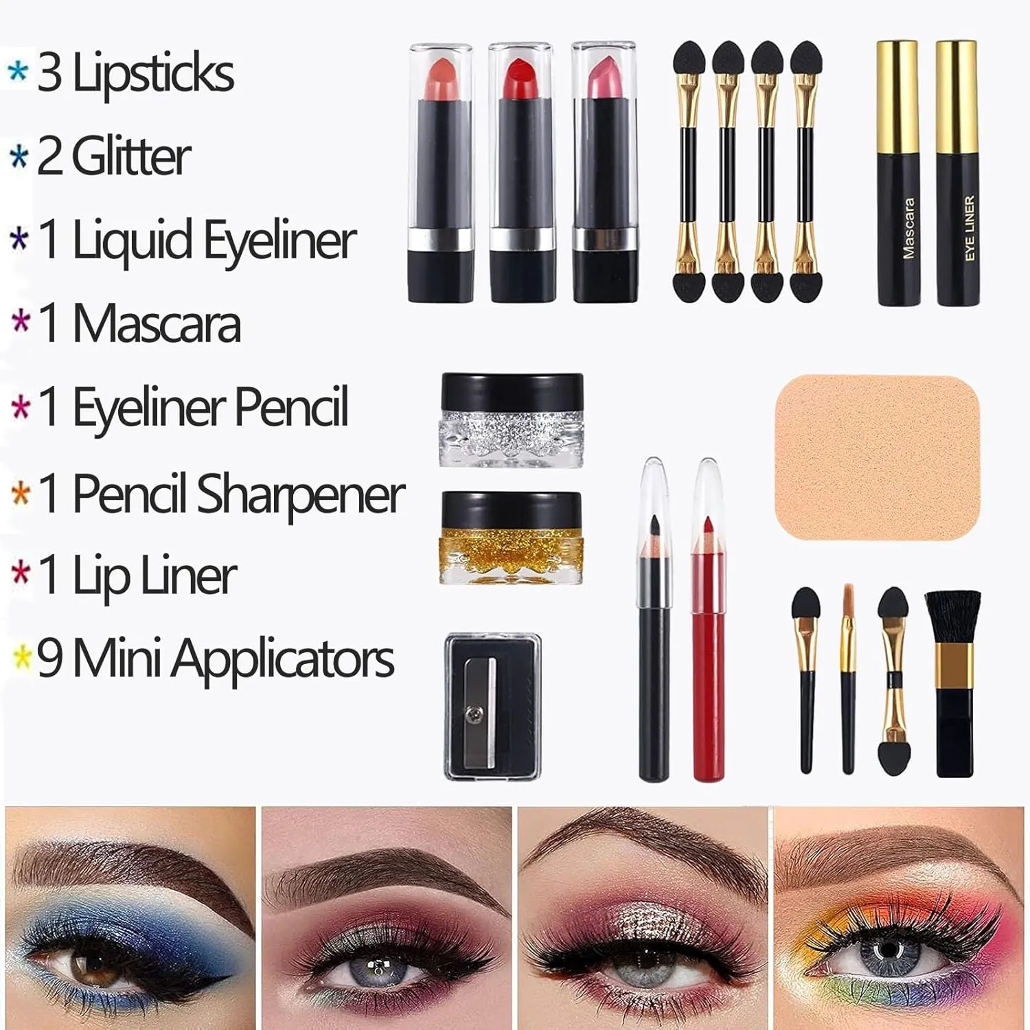 M 58 Color Professional Makeup Kit, makeup pallet,All In One Makeup Set for Women Girls Beginner,Include Eyeshadow Facial Blusher Eyebrow Powder Face Concealer Powder Eyeliner Pencil and a Mirror(331Y)