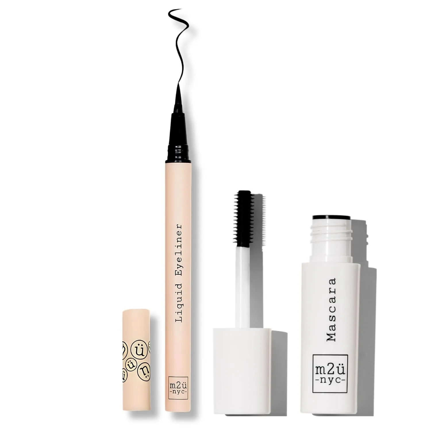 M2U NYC Mini Mascara & Liquid Eyeliner Pen - Smudge-Proof & Waterproof, Vegan Makeup Bundle for Women