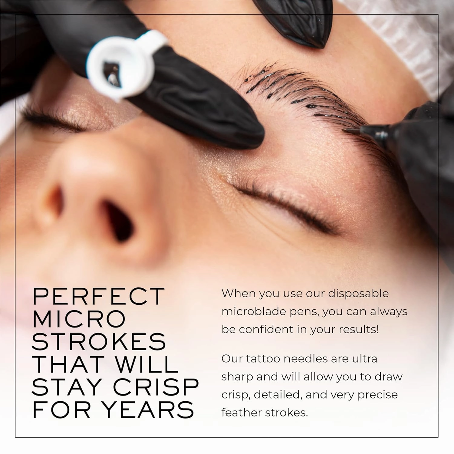 MADLUVVV 2-in-1 Micro Brow Sterile Pen for Professional Brow Artistry, Premium Micro Hair Strokes & Shading, Disposable Double Sided Pens for Eyebrow Ink - #12/5R