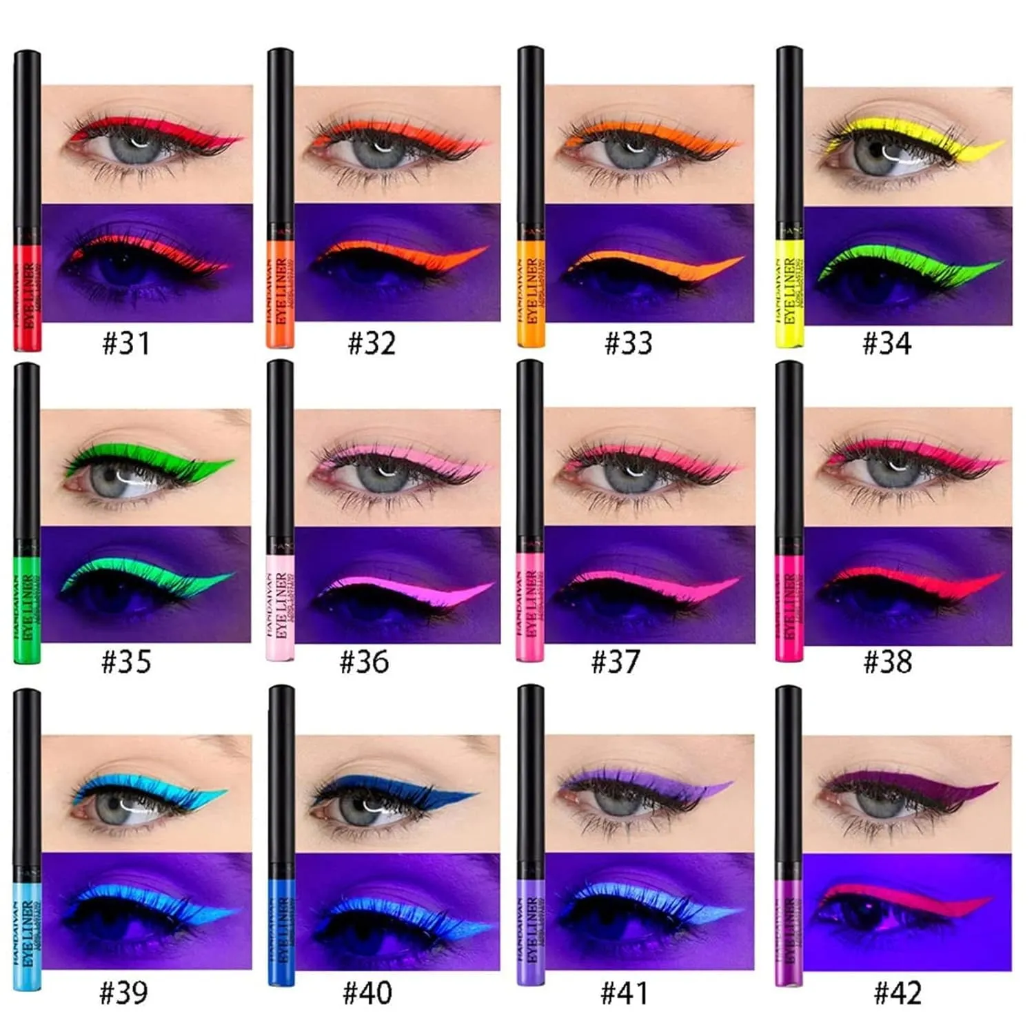MAEPEOR 12 Color Matte Liquid Eyeliner Set Smooth Pigmented Colorful Eyeliner Pen Waterproof Smudgeproof Long Lasting Eyeliner Makeup Gift Kit for Women and Girls (Set 03)