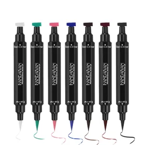 MAEPEOR Eyeliner Stamp Set 6 Colors Winged Eyeliner Stamp Long Lasting Waterproof and Smudgeproof Liquid Eyeliner for Beginner or Makeup Artist (Set 01)