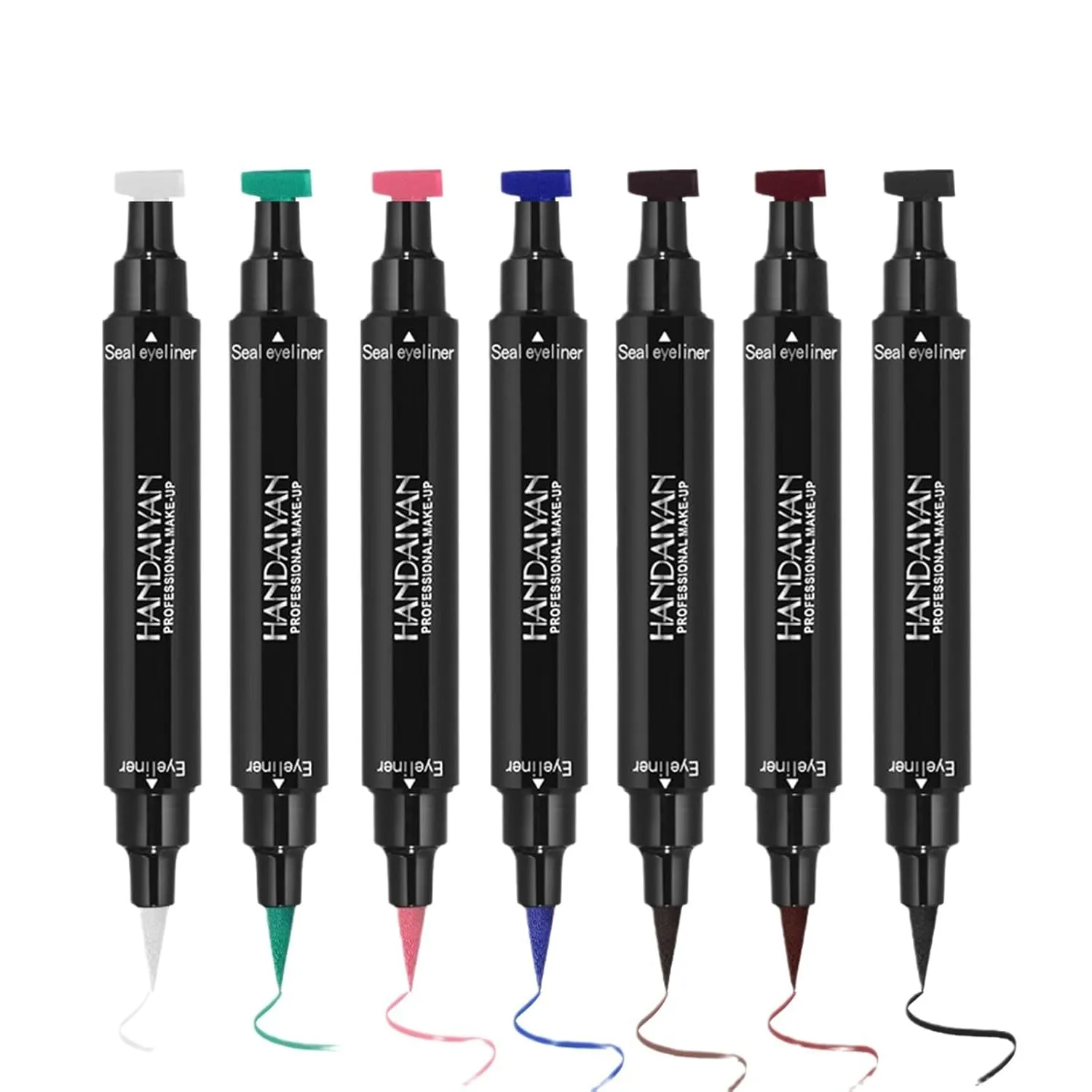 MAEPEOR Eyeliner Stamp Set 6 Colors Winged Eyeliner Stamp Long Lasting Waterproof and Smudgeproof Liquid Eyeliner for Beginner or Makeup Artist (Set 01)