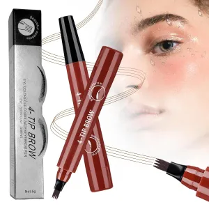 Magic Eyebrow Pencil, 2025 Upgraded Eyebrow Contouring Pen Waterproof Microblading Eyebrow Pencil Contouring Pen 4 Tipped Precise Brow Pens, for Natural Eyebrow Makeup (3# reddish brown)