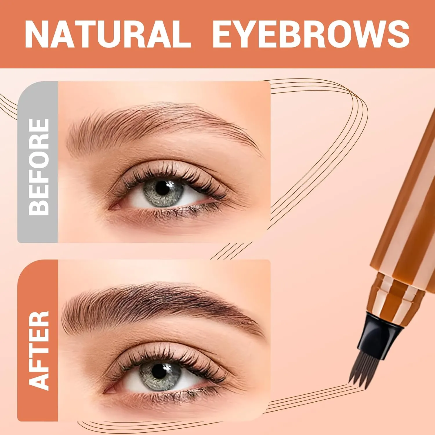 Magic Eyebrow Pencil, 2025 Upgraded Eyebrow Contouring Pen Waterproof Microblading Eyebrow Pencil Contouring Pen 4 Tipped Precise Brow Pens, for Natural Eyebrow Makeup (5# smoke gray)