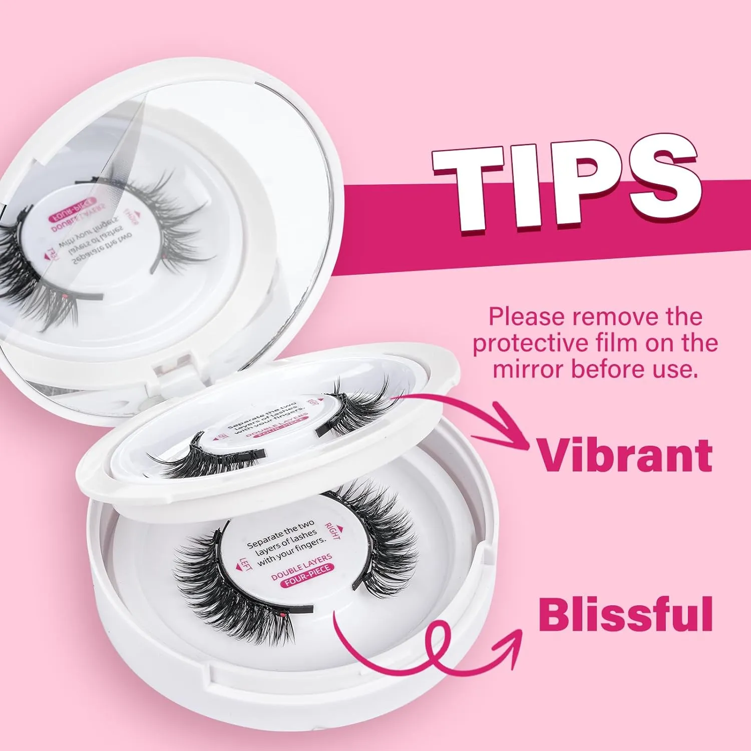 Magnetic Eyelashes With Applicator Long Lasting And Reusable Magnetic Lashes Kit 5Pcs Magnets Per Piece No Glue Needed False Eyelashes Waterproof,Cruelty Free,Easy To Wear(2Pairs,Vibrant Blissful)
