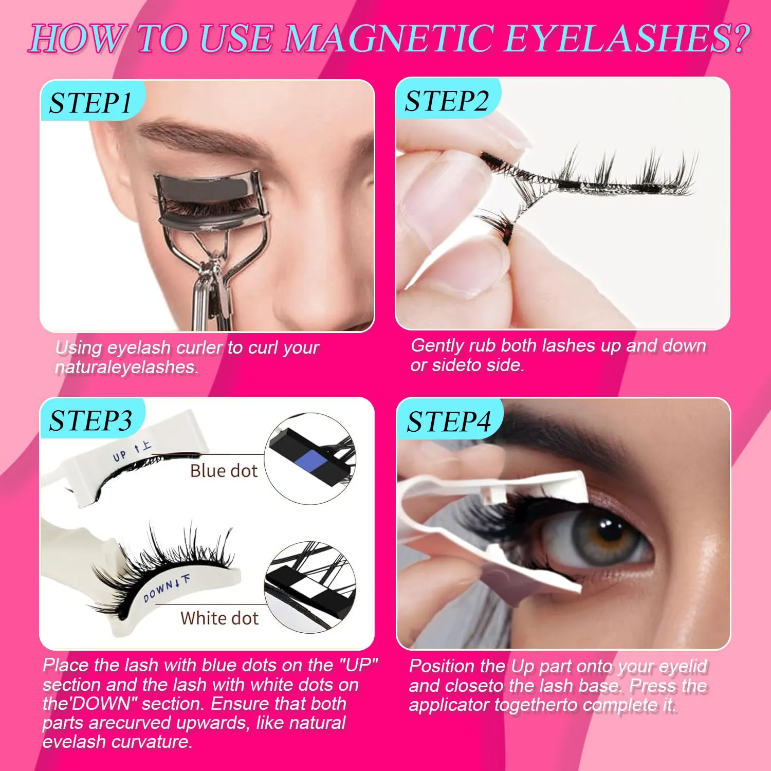 Magnetic Eyelashes with Applicator,Magnetic Eyelashes Natural Look, Ginani Magnet Lashes without Eyeliner